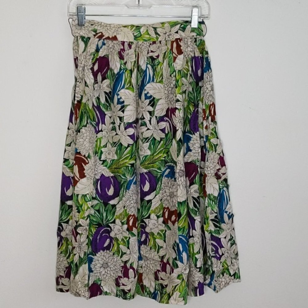 Melrose Flower Pattern Midi Skirt